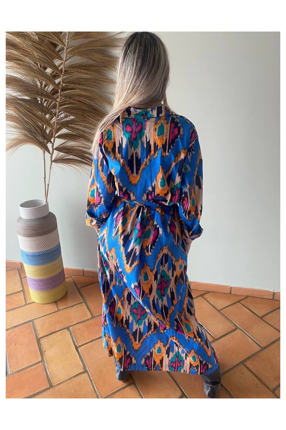 VESTIDO CAMISERO SUR ÁFRICA IKAT AZUL 