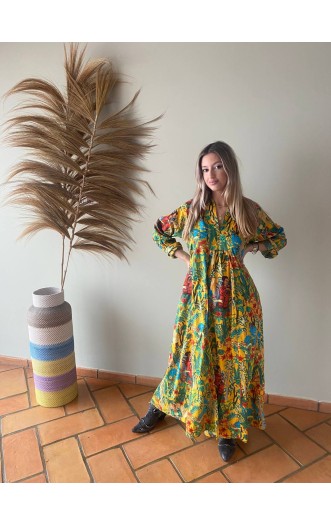 VESTIDO FRIDA KAHLO AMARILLO