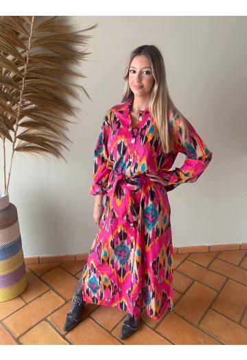 VESTIDO CAMISERO SUR ÁFRICA FUCSIA 