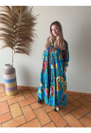 VESTIDO FRIDA KAHLO AZUL 