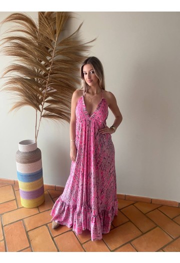 VESTIDO FLORIDA HALTER TIE DYE ROSA 